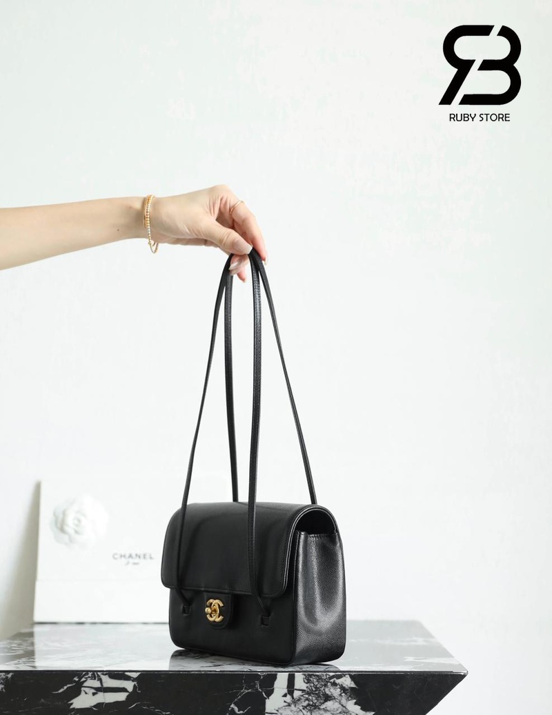 Túi Channel 26P Preppy Coco Small Flap 22CM Black Caviar GHW Đen cao cấp