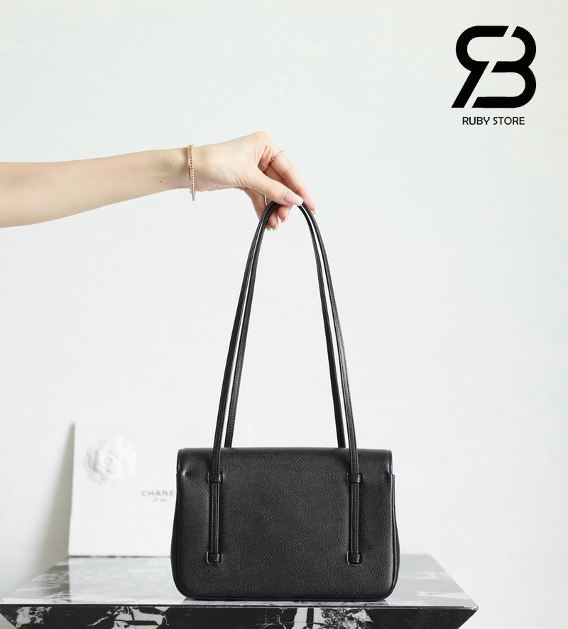 Túi Channel 26P Preppy Coco Small Flap 22CM Black Caviar GHW Đen Best Pháp