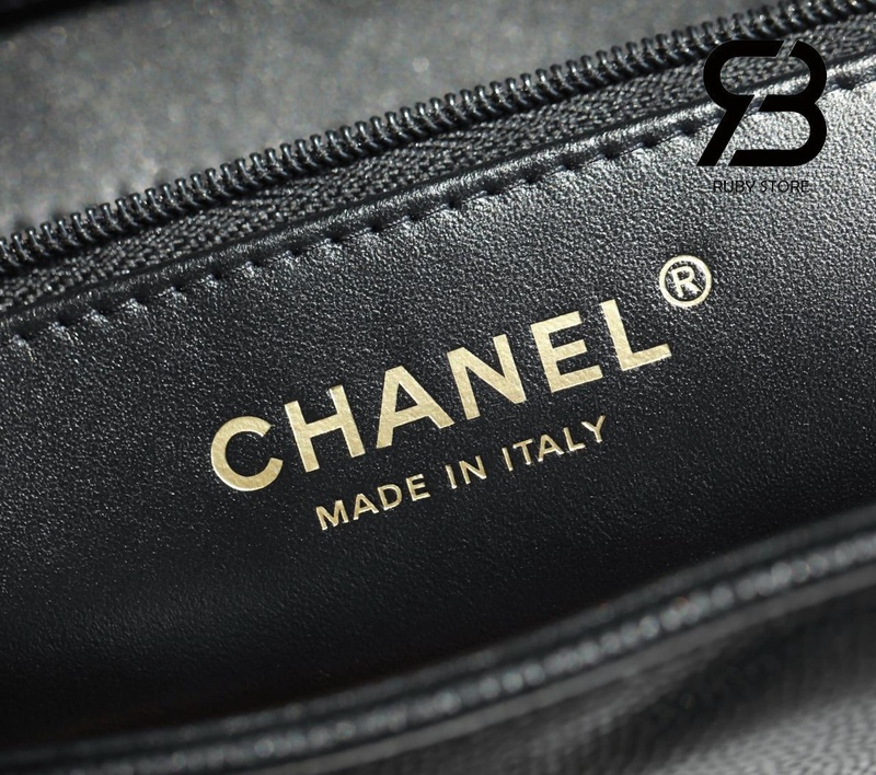 Túi Channel 26P Preppy Coco Small Flap 22CM Black Caviar GHW Đen