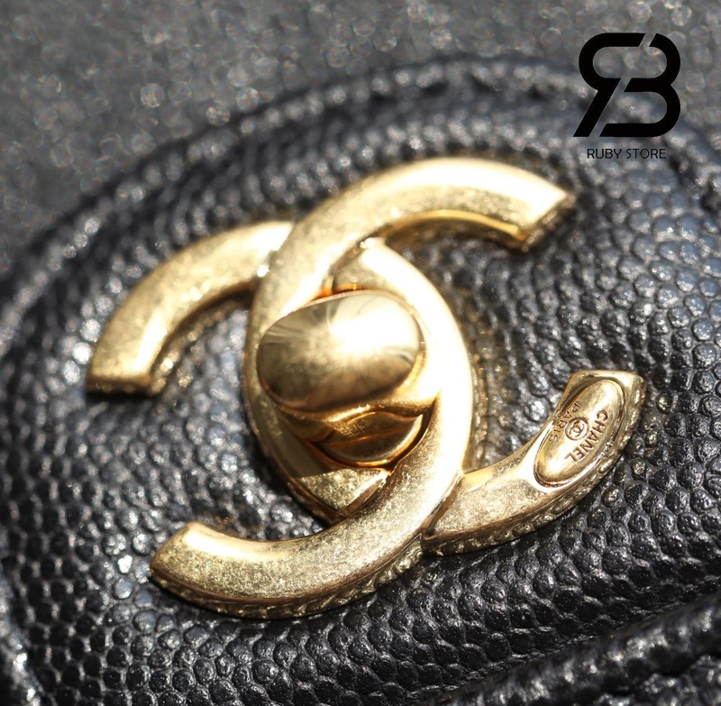 Túi Channel 26P Preppy Coco Small Flap 22CM Black Caviar GHW Đen