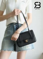 Túi Channel 26P Preppy Coco Small Flap 22CM Black Caviar GHW Đen