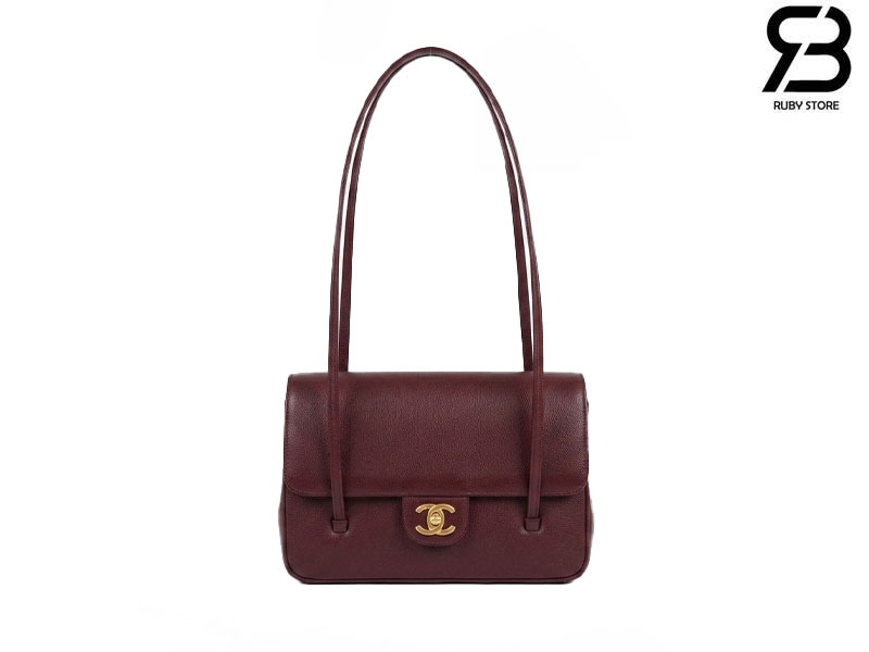 Túi Channel 26P Preppy Coco Small Flap 22CM Burgundy Red Caviar GHW Đỏ Best Pháp