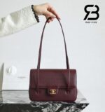 Túi Channel 26P Preppy Coco Small Flap 22CM Burgundy Red Caviar GHW Đỏ