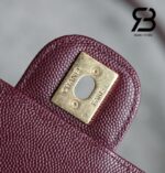 Túi Channel 26P Preppy Coco Small Flap 22CM Burgundy Red Caviar GHW Đỏ sang trọng