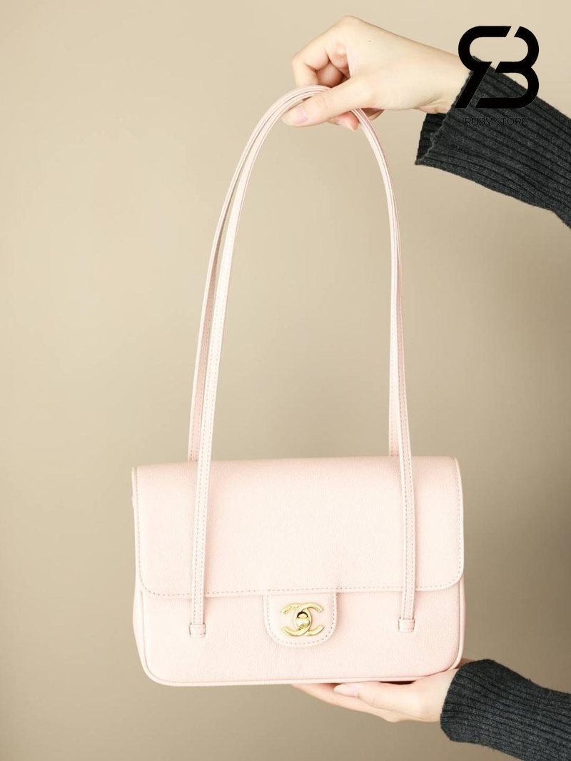 Túi Channel 26P Preppy Coco Small Flap 22CM Light Pink Caviar GHW Hồng sang trọng
