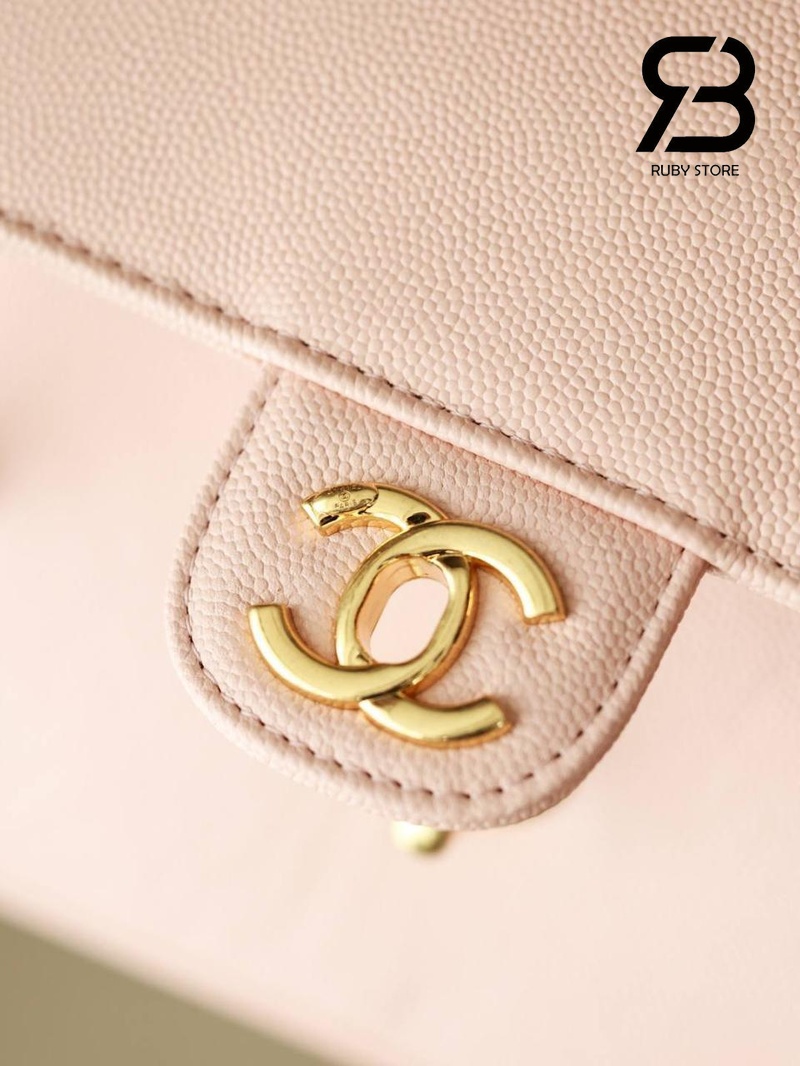Túi Channel 26P Preppy Coco Small Flap 22CM Light Pink Caviar GHW Hồng