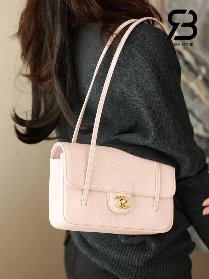 Túi Channel 26P Preppy Coco Small Flap 22CM Light Pink Caviar GHW Hồng