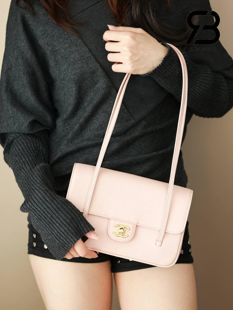 Túi Channel 26P Preppy Coco Small Flap 22CM Light Pink Caviar GHW Hồng