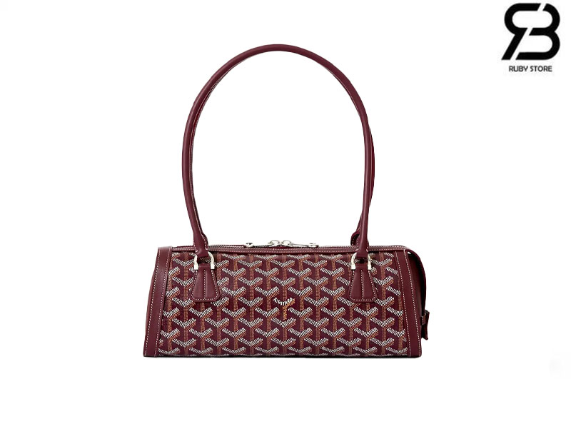Túi Goyard Bonbonnière Bag Burgundy Goyardine Canvas Đỏ Tía Sang trọng