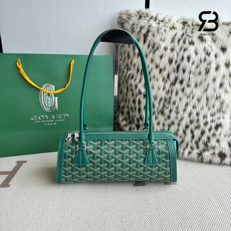 Túi Goyard Bonbonnière Bag Green Goyardine Canvas Xanh Lá chi tiết góc nghiêng