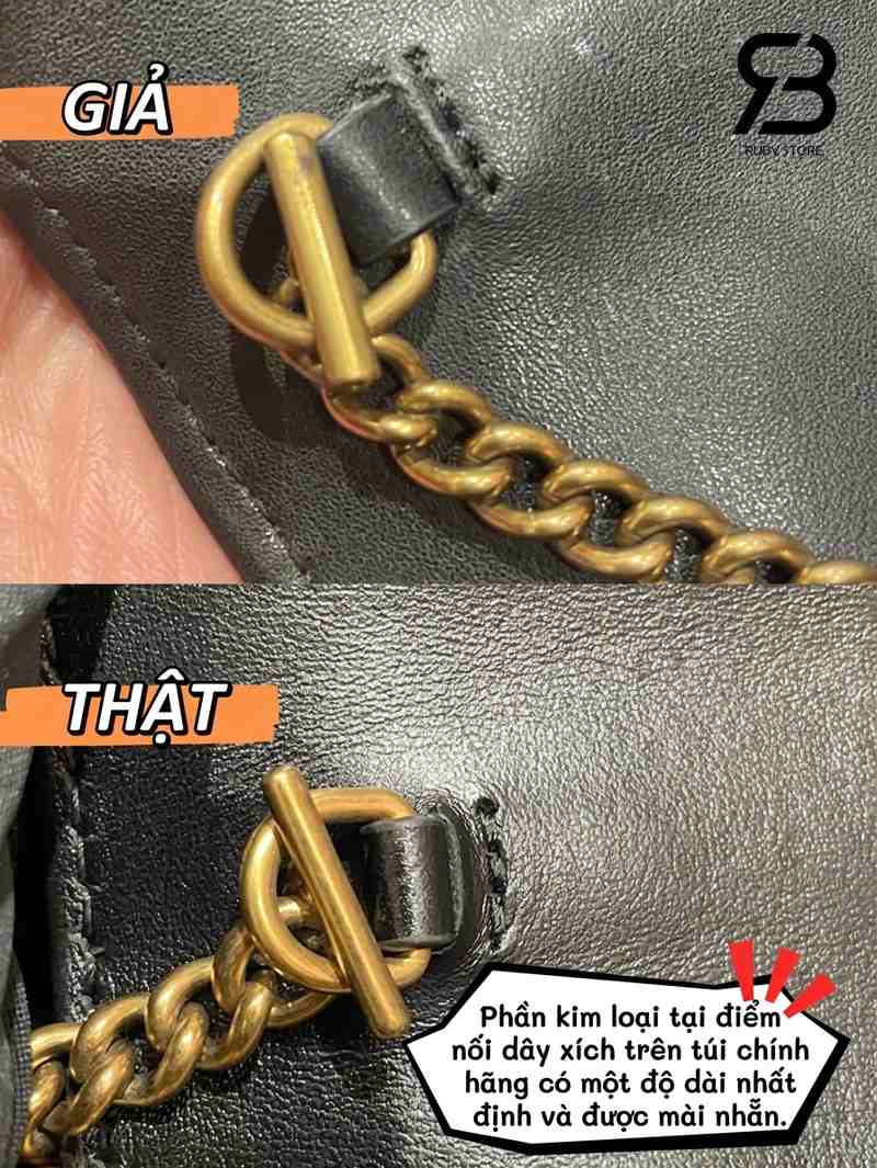 Các phân biệt túi Gucci Marmont real và fake qua chốt dây đeo