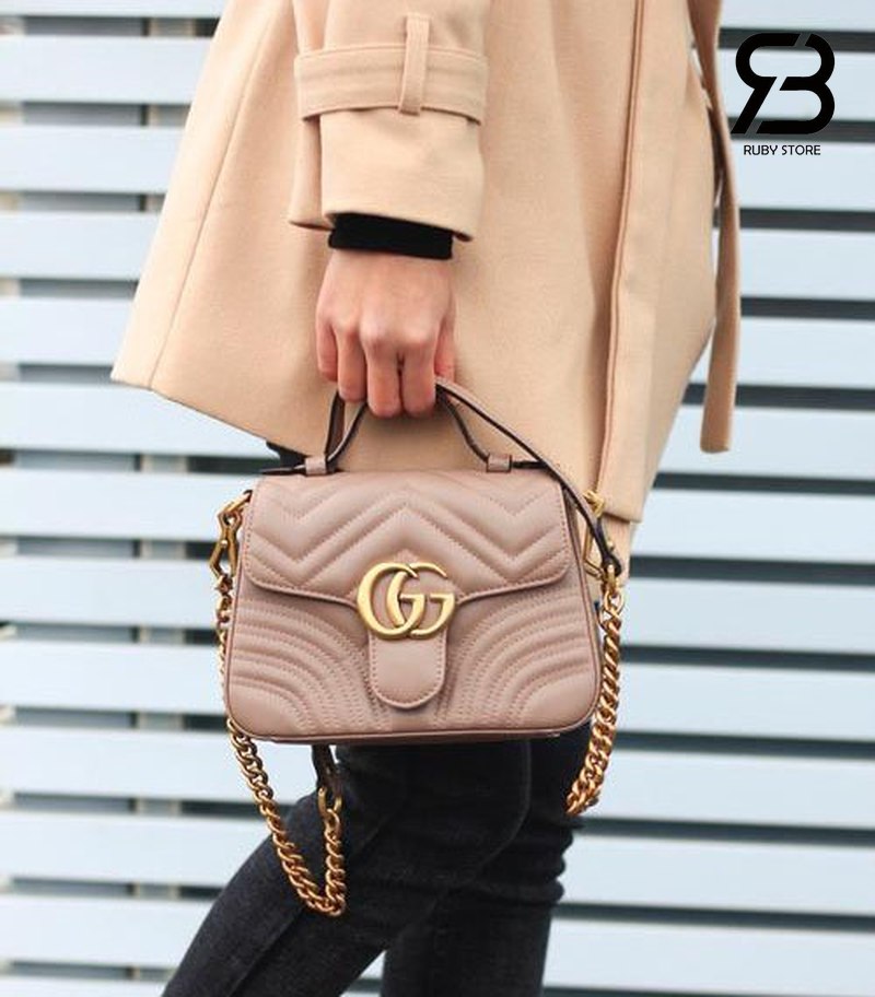 Túi Gucci Marmont Top Handle Bag màu kem
