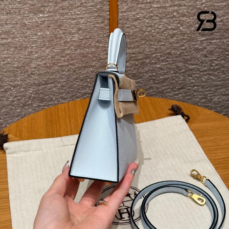 Túi Hermes Mini Kelly II 20 Bleu Glacie Epsom GHW cao cấp