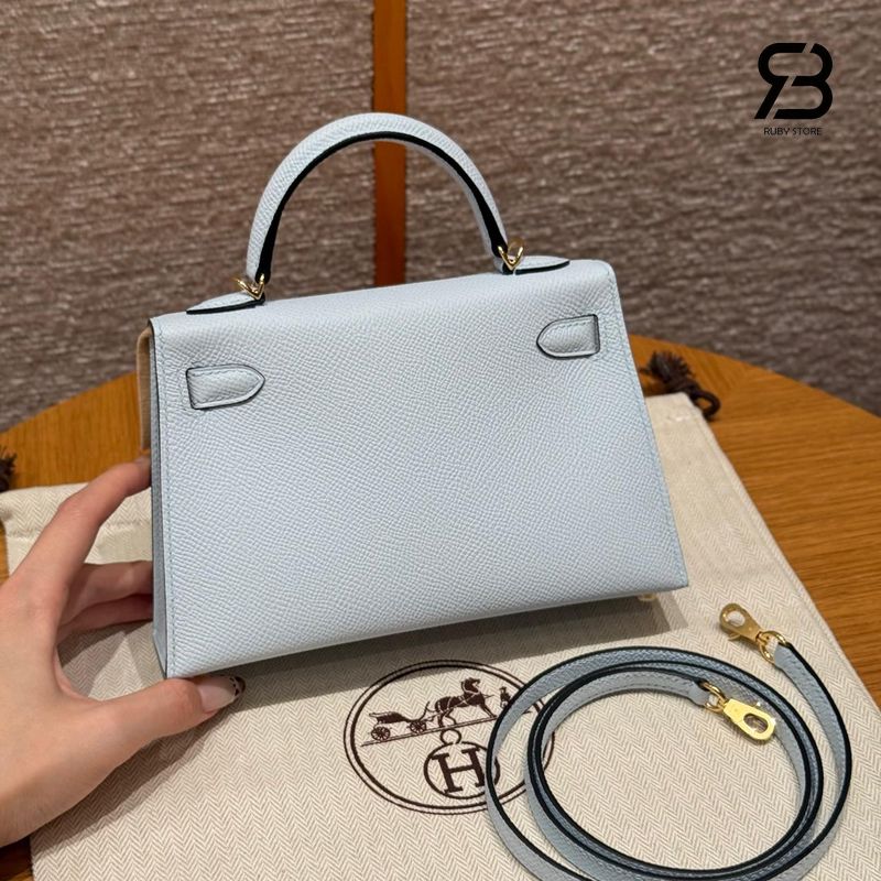 Túi Hermes Mini Kelly II 20 Bleu Glacie Epsom GHW Best Pháp sang trọng
