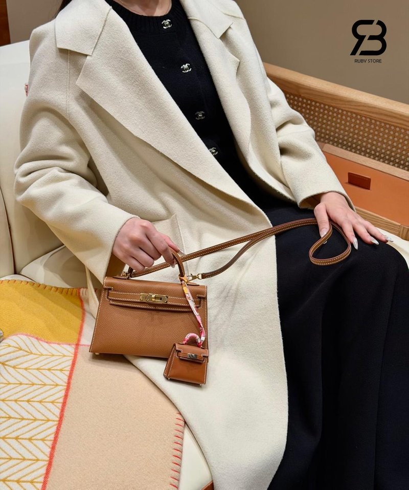 Túi Hermes Mini Kelly II 20 Etoupe Epsom GHW Best Pháp sang trọng