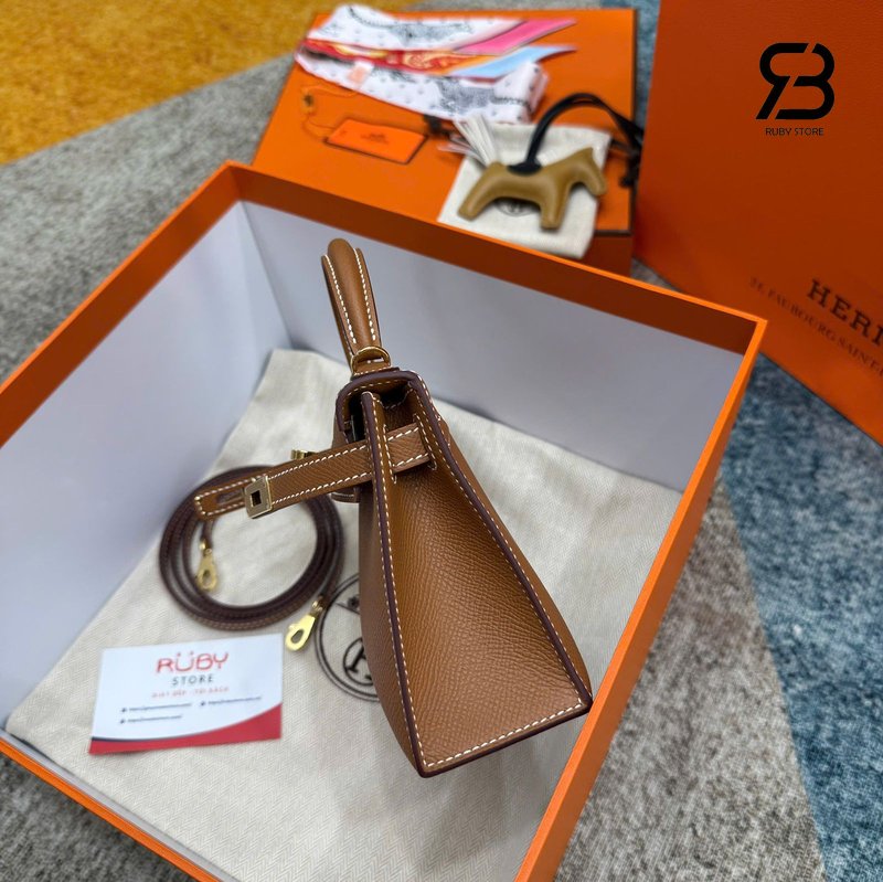 Túi Hermes Mini Kelly II 20 Etoupe Epsom GHW cao cấp và sang trọng
