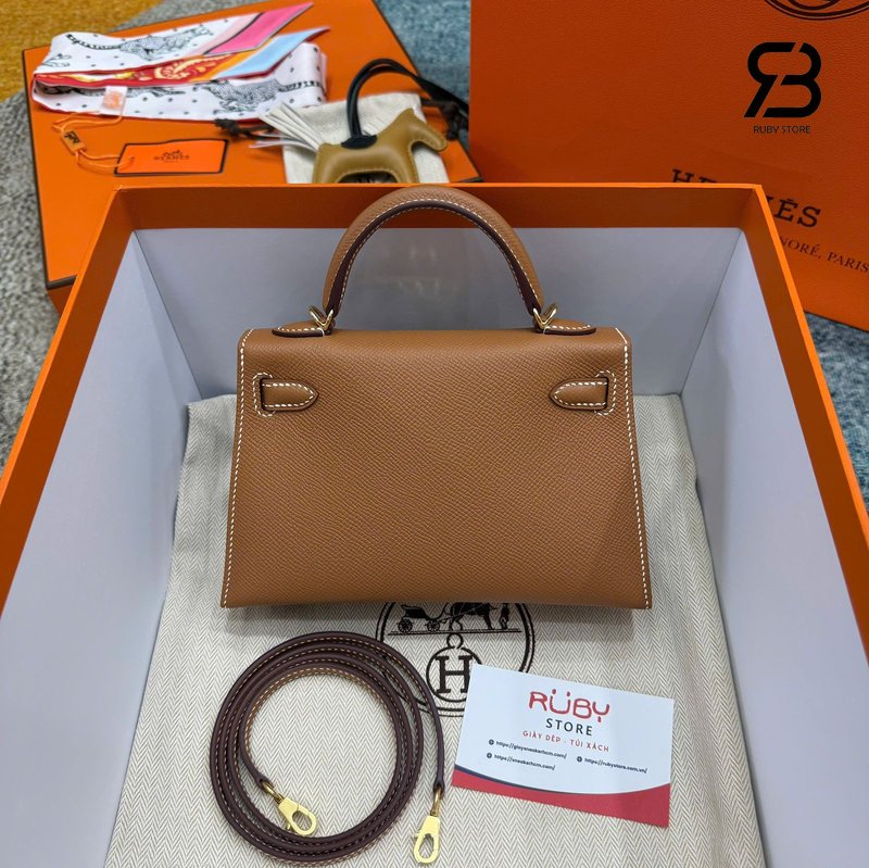 Túi Hermes Mini Kelly II 20 Etoupe Epsom GHW Best Pháp sang trọng