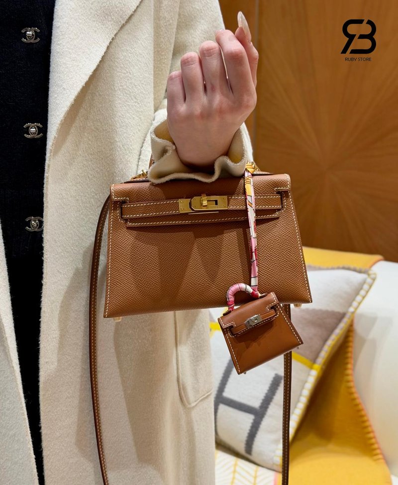 Túi Hermes Mini Kelly II 20 Etoupe Epsom GHW chính hãng, sang trọng