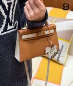 Túi Hermes Mini Kelly II 20 HSS Gold Craie Epsom GHW Best Pháp sang trọng