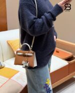 Túi Hermes Mini Kelly II 20 HSS Gold Craie Epsom GHW chính hãng Pháp