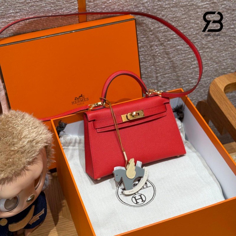 Túi Hermes Mini Kelly II 20 Rough de Coeur Epsom GHW chính hãng sang trọng