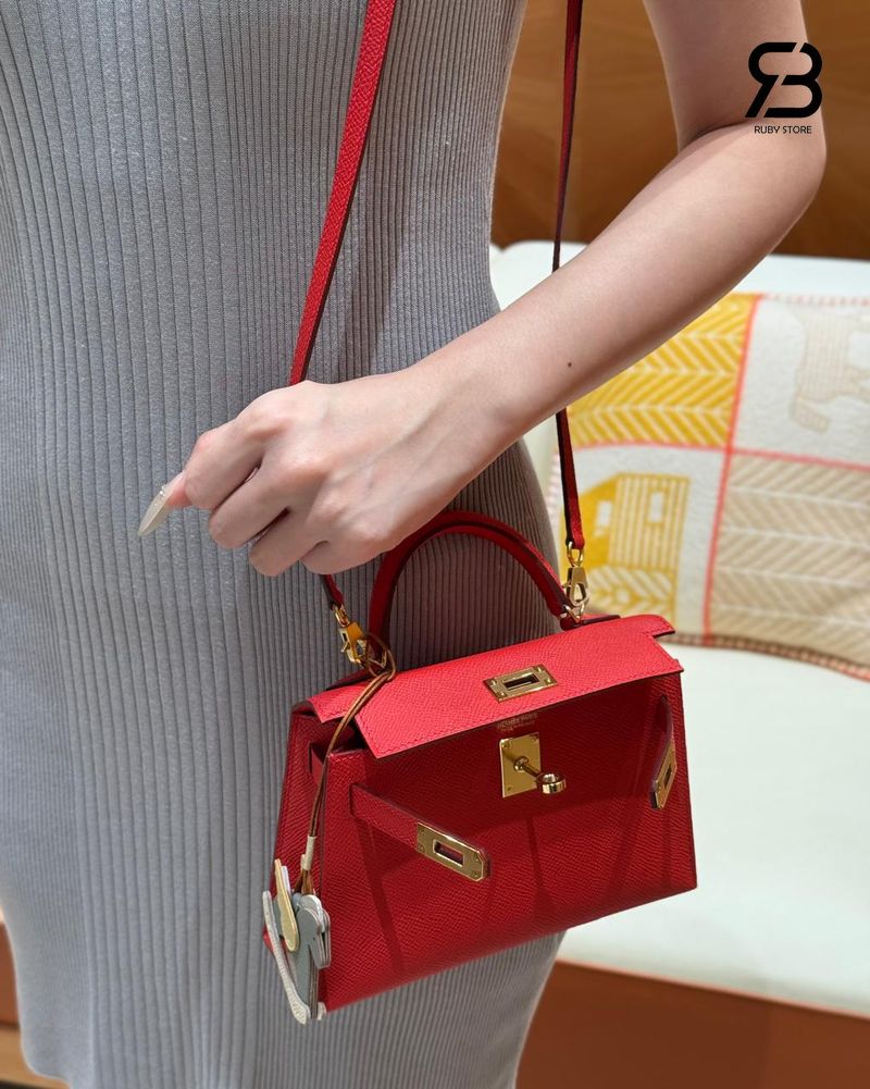 Túi Hermes Mini Kelly II 20 Rough de Coeur Epsom GHW Best Pháp sang trọng