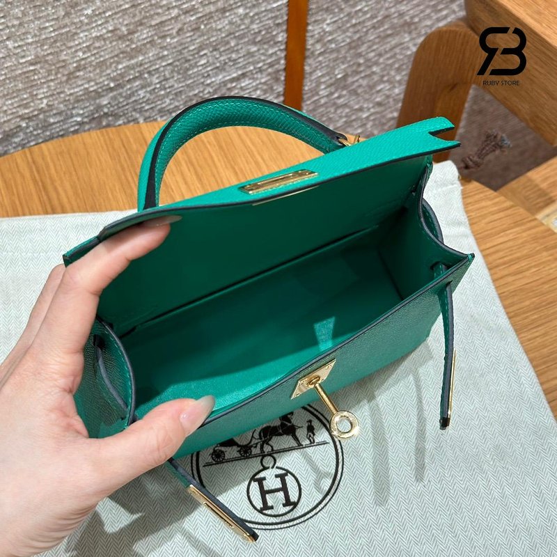 Túi Hermes Mini Kelly II 20 Vert Jade Epsom GHW Best Pháp sang trọng