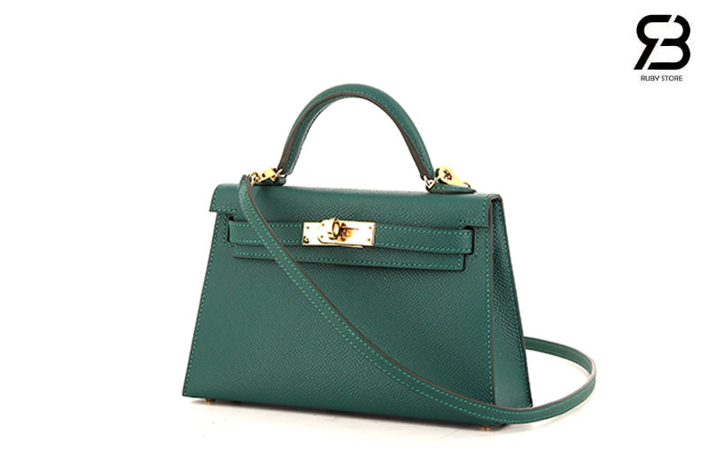 Túi Hermes Mini Kelly II 20 Vert Vertigo Epsom GHW đẹp sang trọng