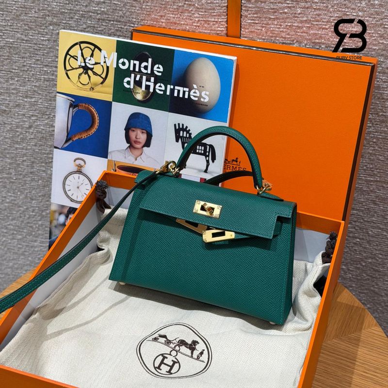 Túi Hermes Mini Kelly II 20 Vert Vertigo Epsom GHW chính hãng sang trọng