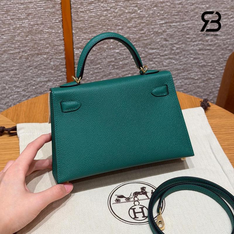 Túi Hermes Mini Kelly II 20 Vert Vertigo Epsom GHW chính hãng