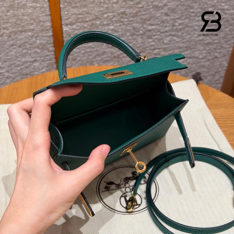 Túi Hermes Mini Kelly II 20 Vert Vertigo Epsom GHW sang trọng