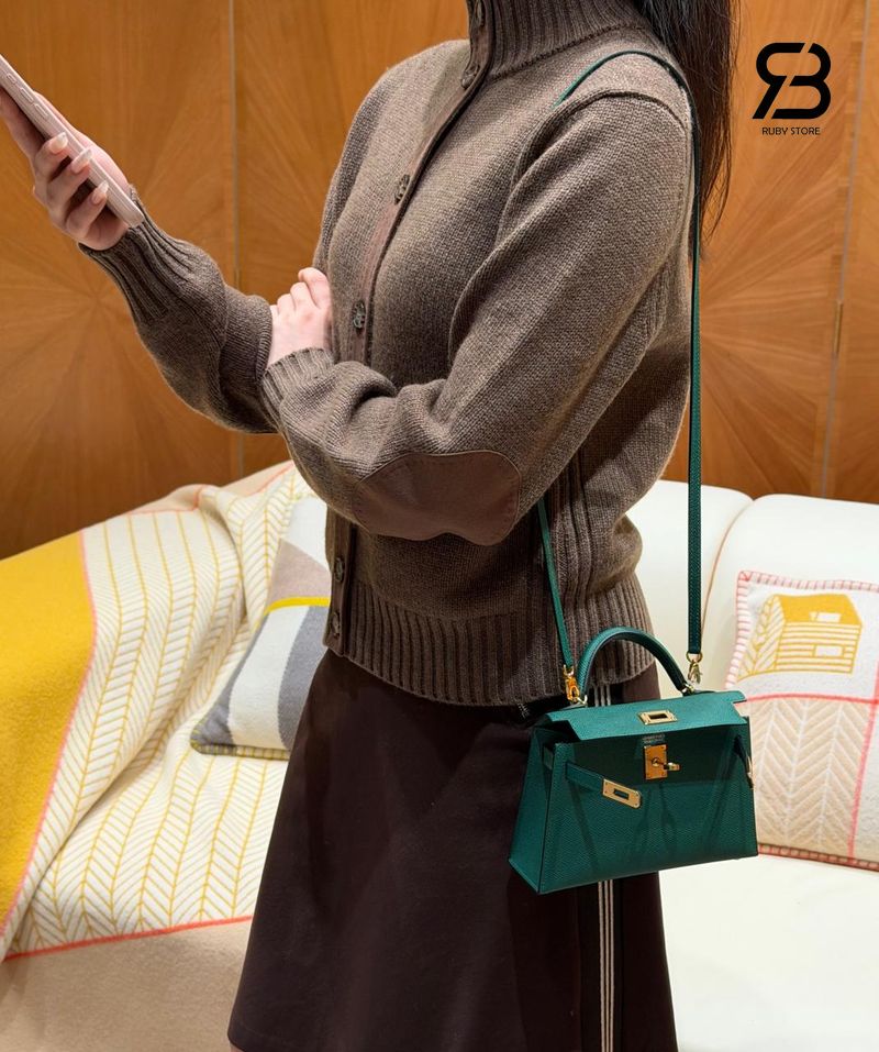 Túi Hermes Mini Kelly II 20 Vert Vertigo Epsom GHW Best Pháp sang trọng