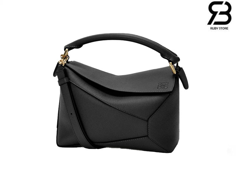 Túi Loewe Small Puzzle Edge Bag In Soft Grained Calfskin Black Best Quality