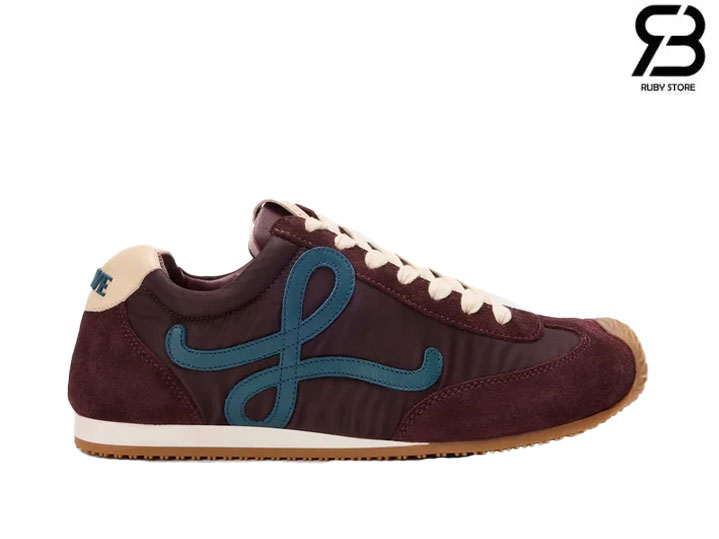 Giày LOEWE Ballet Runner 2.0 chất liệu nylon và da bê màu burgundy