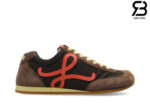 Giày LOEWE Ballet Runner 2.0 in Nylon and Calfskin Chocolate Coral Yellow