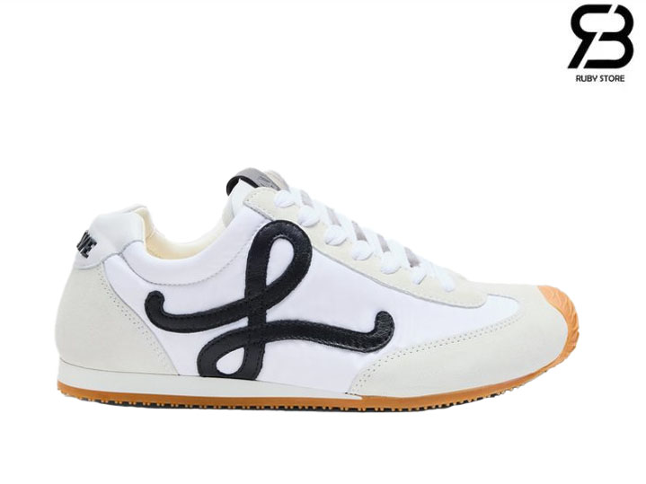 Giày LOEWE Ballet Runner 2.0 in Nylon and Calfskin White Black chính hãng
