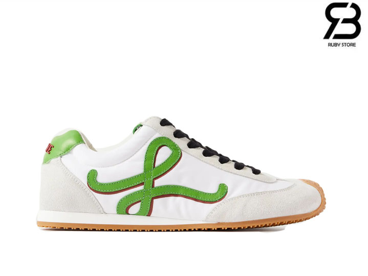 Giày LOEWE Ballet Runner 2.0 in Nylon and Calfskin White Green chất lượng tốt
