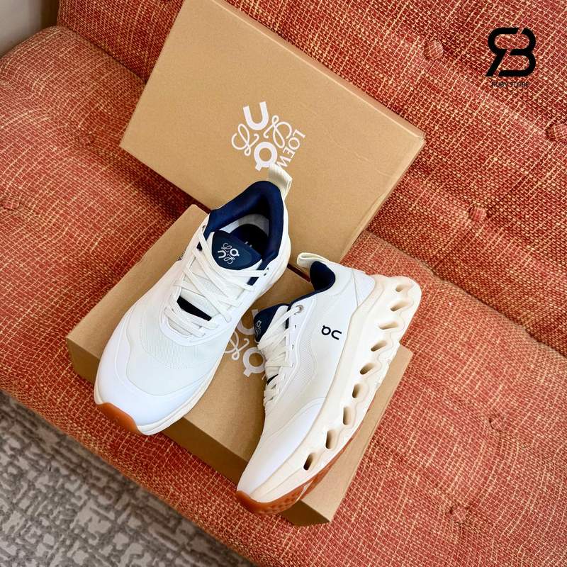 Giày Loewe x On Cloudtilt 2 White Navy Trắng Xanh Best Quality góc nghiêng chi tiết