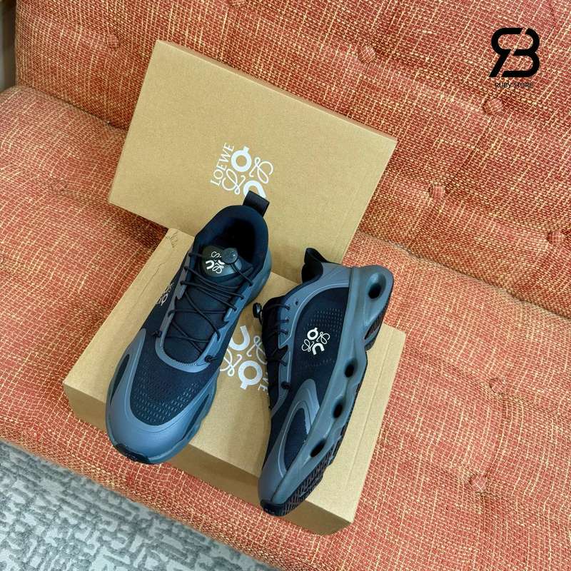 Giày Loewe x On The Roger Cloudsolo All Black Đen Full Best Quality góc nghiêng