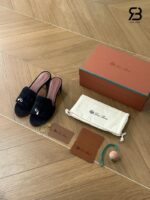 Giày Loro Piana Summer Charms Sandal 5.5Cm Suede Black chính hãng