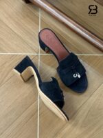 Giày Loro Piana Summer Charms Sandal 5.5Cm Suede Black chính hãng