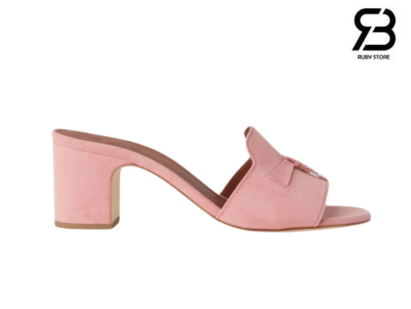 Giày Loro Piana Summer Charms Sandal 5.5Cm Suede Blush Pink chính hãng