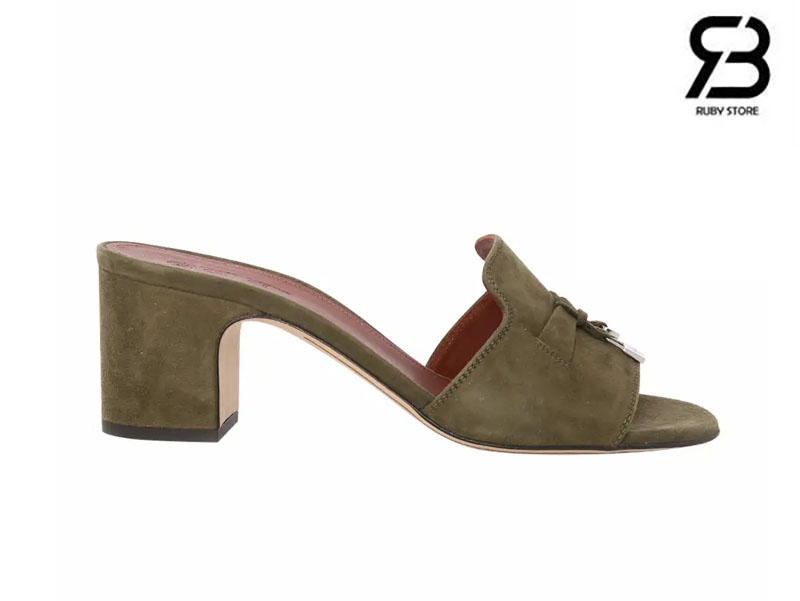 Giày Loro Piana Summer Charms Sandal 5.5Cm Suede Khaki chất lượng cao