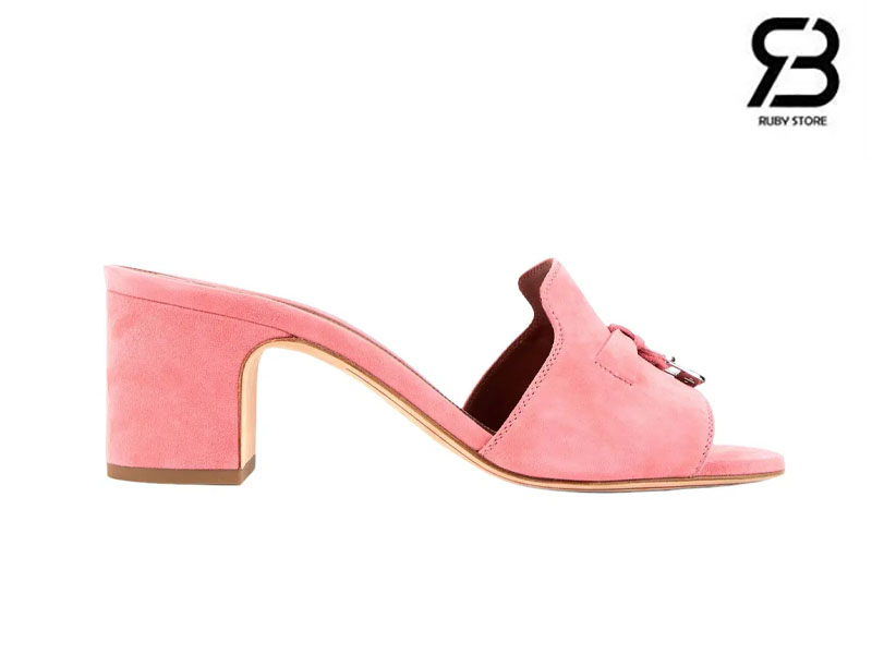 Giày Loro Piana Summer Charms Sandal 5.5Cm Suede Pink chất lượng tốt