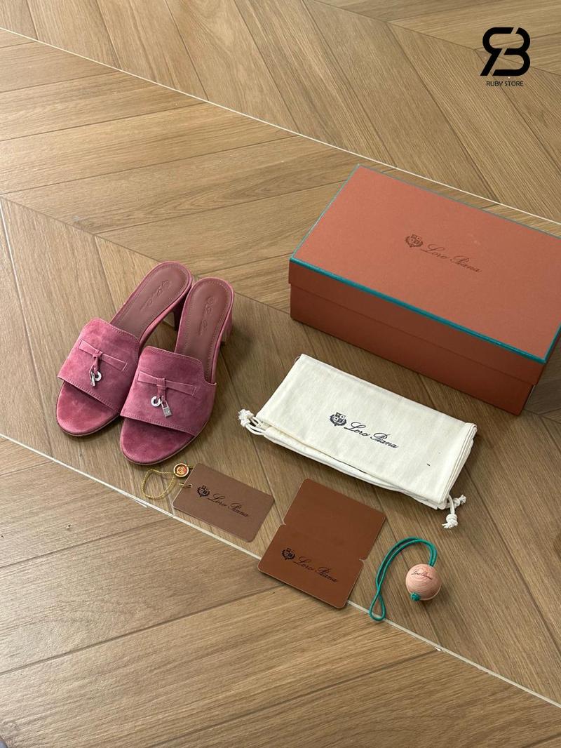 Giày Loro Piana Summer Charms Sandal 5.5Cm Suede Pink cao cấp