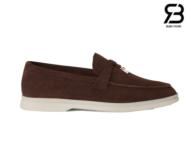 Giày Loro Piana Summer Charms Walk Loafer Suede Chocolate chất lượng cao