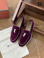 Giày Loro Piana Summer Charms Walk Loafer Suede Nappa Maroon góc nghiêng chi tiết
