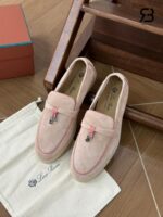 Giày Loro Piana Summer Charms Walk Loafer Suede Nappa Pink Sand cao cấp