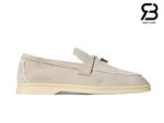 Giày Loro Piana Summer Charms Walk Loafer Suede Nappa Powder Pearl chính hãng