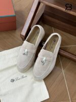 Giày Loro Piana Summer Charms Walk Loafer Suede Nappa Powder Pearl chính hãng